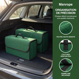 EYERIYO Organizer per bagagliaio in feltro, 2 pezzi, 50 x 24 x 17 cm, organizer per bagagliaio con piastra di inserto, nastro in ed elastico per triangolo di segnalazione, accessori per auto