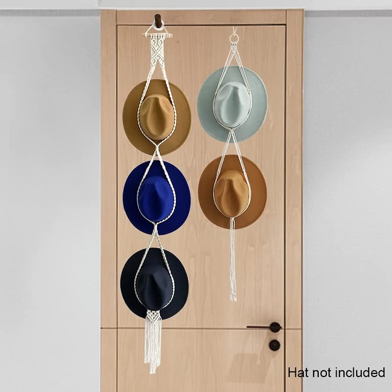 AIMALL Hat Hanger Western Hat Holder Hand-Woven Crochet Macrame Hat