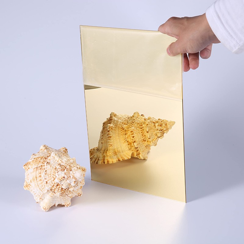 3MM Acrylic Mirror Sheet, 1/18'' Gold 12" x 12" Mirrored