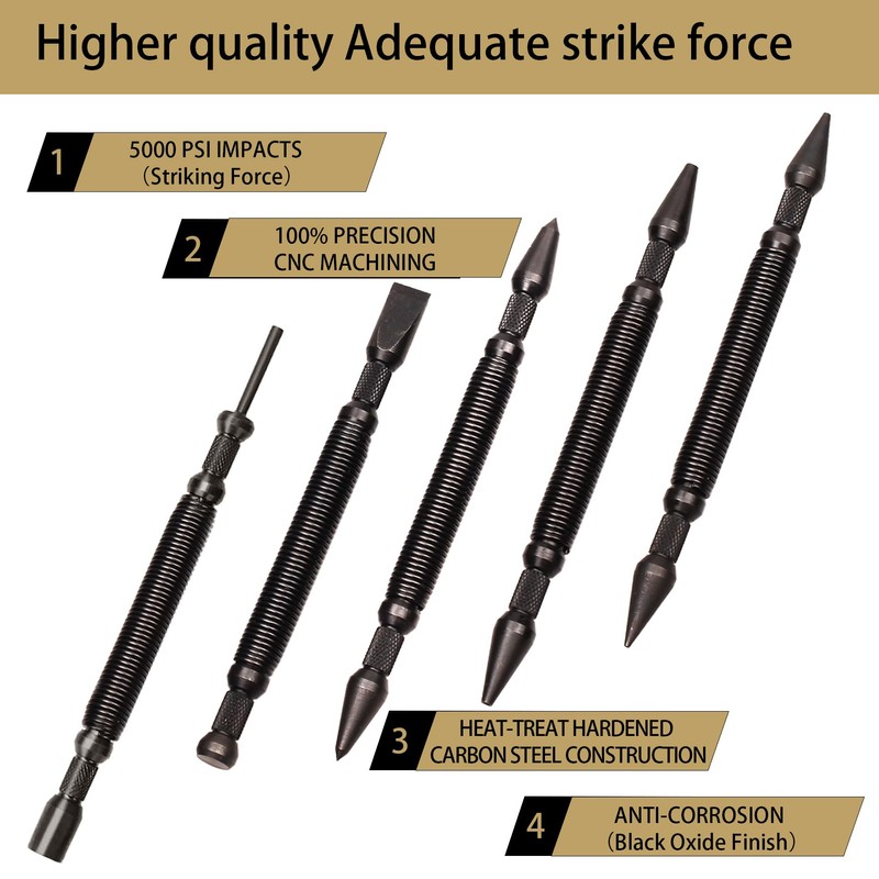 Bitiontry 5-Piece Nail Setter Dual Head Nail Set & Hinge
