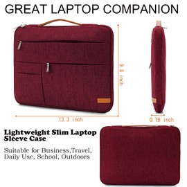 KINGSLONG 13.3 inch Laptop Sleeve Bag, Slim Shockproof Handbag, Computer Carrying Case Cover Compatible with MacBook Air/Pro,Acer Asus Dell HP Red