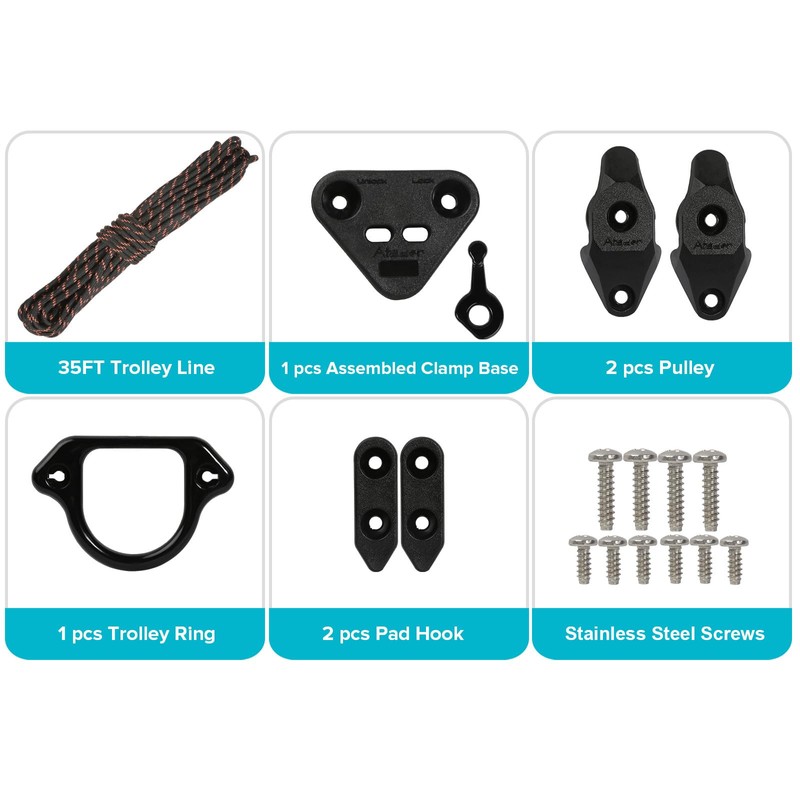 Atader Kayak Anchor Trolley Kit, Standard Anchor Trolley System for