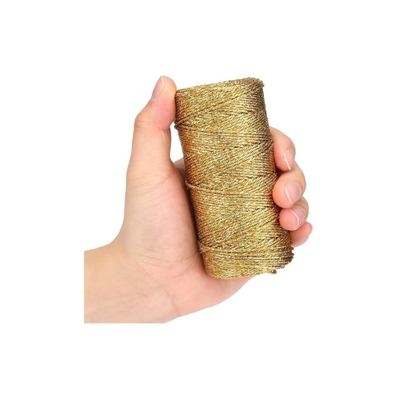 100M/328 Feet Gold String Twine for Crafts, Metallic Bakers Cord,
