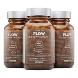Flow Digestive Support | Fibra Con Enzimas + B12 | 6 Frascos