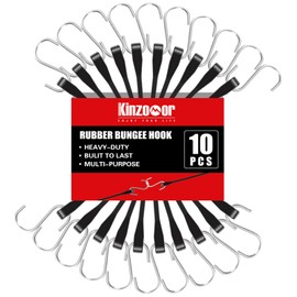 Rubber Bungee Cords Heavy Duty Outdoor 21 Inch,Rubber Bungee Cords with S Hooks,100% EPDM Rubber Tie Down Straps for Truck,Van,Motorcycle,Cargo,Tarps, Canvases and More (10 Pack)