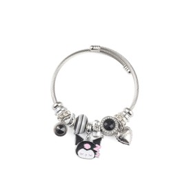 YouLuo Cute Charm Bracelet, Adjustable Stainless Steel Bracelet, Anime Cartoon Accessories Bracelets for Ladies Women Teen Girls Birthday Gift and Friendship (Kuromi)