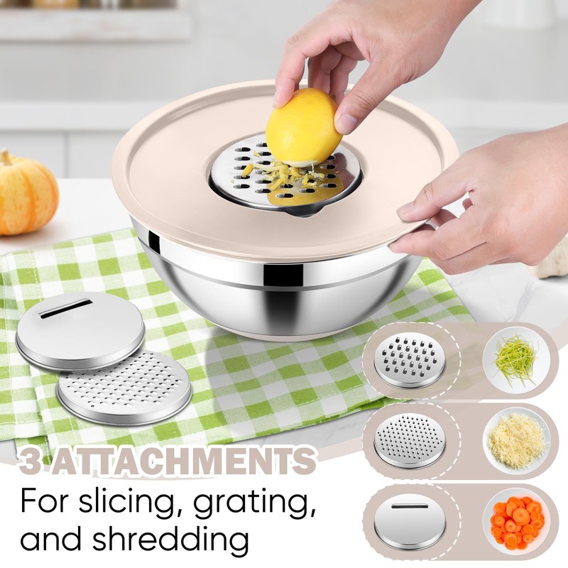 E-far 25PCS Mixing Bowls with Lid Set, Stainless Steel Nesting