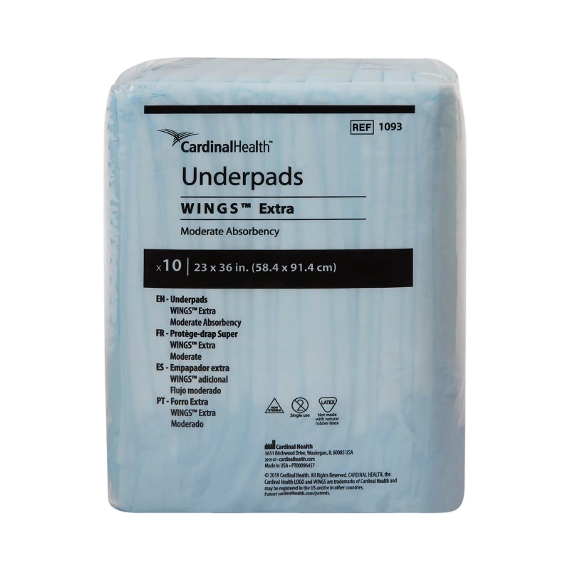 Ensur Wings Underpad 23 X 36 Inch Disposable Fluff Light