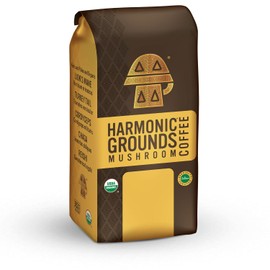 Harmonic Grounds Swiss Water Decaf | Organic Medium Roast Ground Coffee with Functional Mushrooms | Lion’s Mane, Reishi, Chaga, Cordyceps, Turkey Tail | Fruiting Body Only | No Caffeine | 14 oz