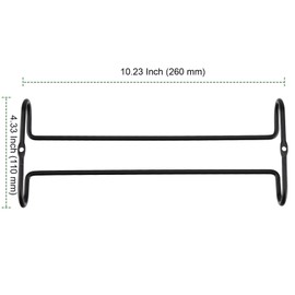 PINGEUI 8 Pack 10 Inch Under Cabinet Wine Glass Rack Shelf, Black Storage Stemware Holder, Metal Wine Glass Hanger for Kitchen and Bar