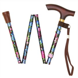 Kowa Seisakusho ODE09 Folding Cane with Printed Pattern Pitch, Black