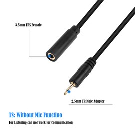 PNGKNYOCN 2.5mm to 3.5mm Adapter Cable，2 Pack 2.5mm Mono Male to 3.5mm TRS Female Audio Jack Short Cable for Smartphone Headphone etc(20cm