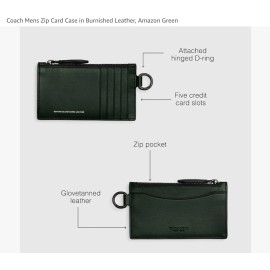 Coach Mens Zip Card Case in Burnished Leather