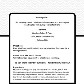 Epsom Salt Detox Bath Soak, Dead Sea Salt for Soaking, Hot Tub Spa Aromatherapy, Bath Crystals with Vitamins & Minerals, Detox Therapy by Relax