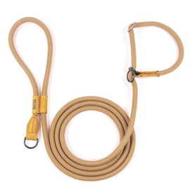 Wolfone Slip Lead Dog Leash - Heavy Duty Rope Leash with Adjustable Loop and Hands-Free Handle for Training, Walking Active Dogs Sand 3m*Ø12mm