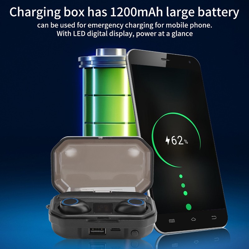 M12 InEar Bluetooth 5.0 Earphone Digital Display True Wireless Headphone