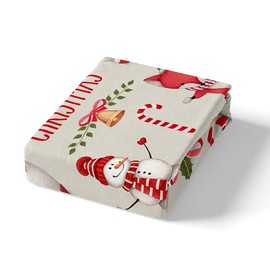 Girls Merry Christmas Bed Sheets Full Size Santa Claus Sheet Set 4 Piece Kids Boys Cute Deer Penguin Bed Sheets Set, Deep Pocket Fitted Sheet, Xmas Bell Flat Sheet, Bedroom Decor 2 Pillow Cases