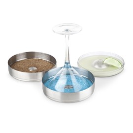 Final Touch 2 Tier Cocktail Rimmer with Lid - Essential Tool for Perfectly Rimmed Glasses - Commercial-Grade 304 Stainless Steel - Stackable Design - Large 6" Diameter (FTA7062)