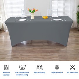 HZDHCLH Table Cloth Rectangular 122x76cm Polyester Wipeable Tablecloth Washable Durable Stretch for Kitchen Table Outdoor Parties Weddings and Festivals Event (grey,48x30 inch)