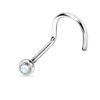 PiercedOff 316L Surgical Steel Nose screw with Clear CZ Gem
