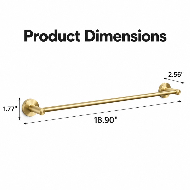 Brushed Gold Bathroom Towel Bar for Wall-Mounted Towel Storage –