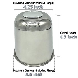 AYZH 4 Pack 4.25 Inch Center Caps Push Through for Trailer Truck RV Wheel Rims 4.25" Center Bore Chrome Stainless Steel