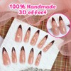 Uñas Postizas Francesas Marrones Con Punta Francesa, Largas, Estilo Stiletto,