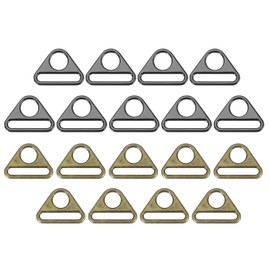 PATIKIL 1.3 Inch Triangle Buckle Adjuster, 18 Pcs Triangle D Ring Metal Buckles with Bar Swivel Clip for Bag Strap Webbing Dog Tag Clip, Blcak/Bronze