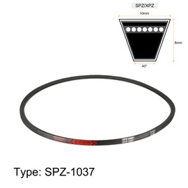 sourcing map SPZ-1037 Drive V-Belt Industrial Power Rubber Transmission Belt 1037mm Pitch Girth 10mm Width 8mm Height