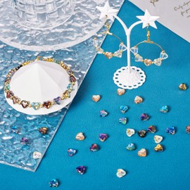 Bestewelry 180 pcs Love Heart Glass Beads 8x8x4mm Heart Crystal Beads Flat Sweet Heart Beads for Valentine’s Day DIY Bracelet Necklace Keychain Jewellery Making