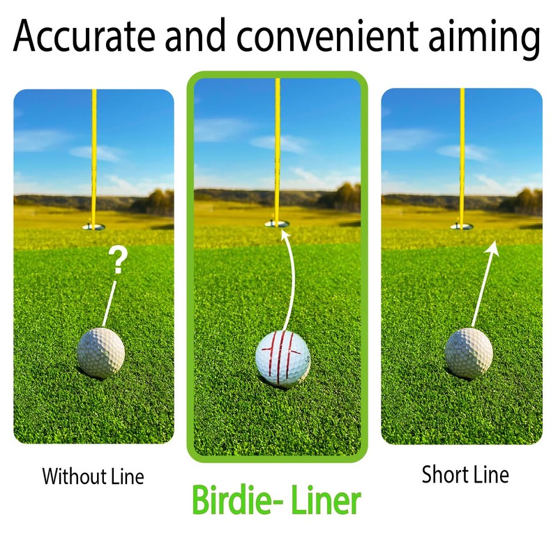 Golf Ball Line Marker Tool Kit Set. 360 Degree 3-Line