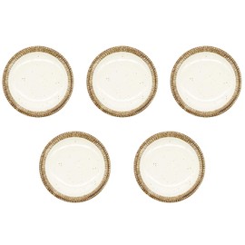 Ichikyu Mino Pottery Small Plate, Diameter 5.5 inches (14 cm), Set of 5, Rust Powder, Tokusa, Made in Japan