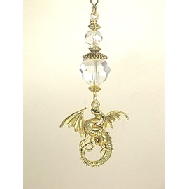 Golden Dragon with Clear Faceted Glass Ceiling Fan Pull
