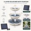 Solar Bird Bath Fountain for Outdoor Décor – 3-Tier Plastic
