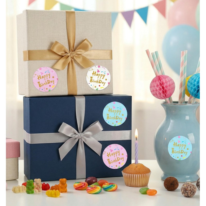 120PCS Happy Birthday Stickers, Birthday Stickers, 10 Sheets