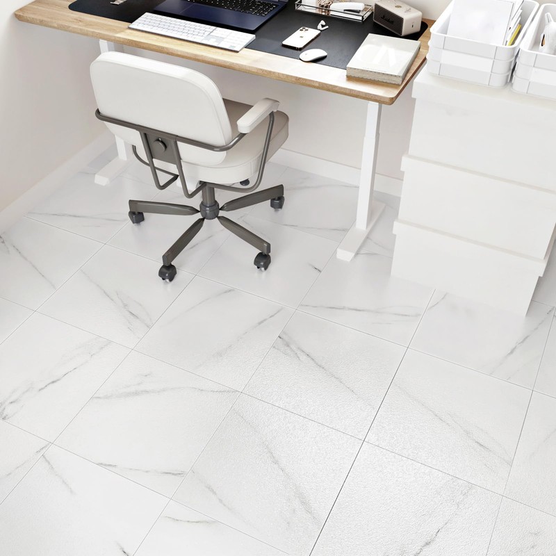 WESTICK 20 Pack White Marble Peel and Stick Floor Tile