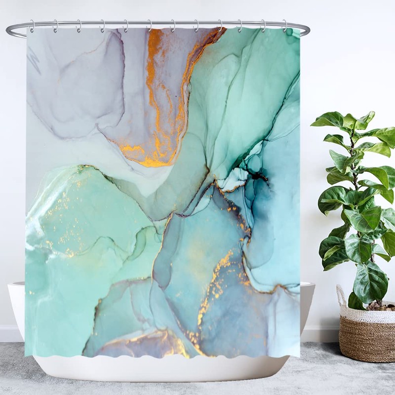 Ulticool Shower Curtain - Marble Green Blue Watercolour - 180