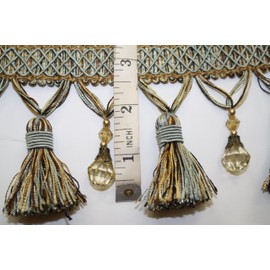 Beaded Tassel Fringe Trim 3.5" Style# Bf 4027 11/06 Color Blue/gold/brown