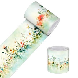 HOMETITUTE Wallpaper Border Peel and Stick Decorative Wall Trim Self Adhesive Wildflower Accent Strip for Bedroom Living Room Kitchen Mirror Frame Hallway 4x196 Inch Pastoral Watercolor Floral