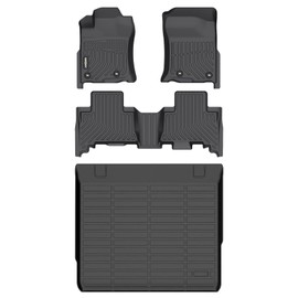 GINOWY-Floor Mats & Cargo Liner for Toyota 4Runner 2013-2024丨TPE All Weather Car Mats| Custom Fit Rubber Floor Liners Car Accessories Cargo Mat 4Runner Trunk Mat
