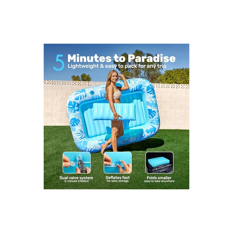 SLOOSH Misting System Inflatable Tanning Pool Lounger Float, 6 in