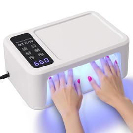 UV LED Nail Lamp for Gel Polish with 140 LED Beads, Two-Hand Design, Red Light Skincare, Auto Sensor, LCD Display, 4 Timers Professional Fast Nail Dryer for Fingernails & Toenails, Salon & Home Use