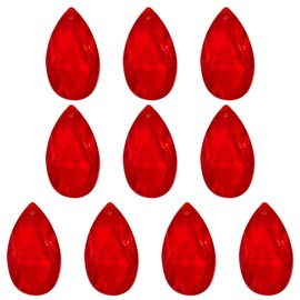 PATIKIL K9 Crystal Pendants Teardrop Beads, 10 Pack 38mm Chandelier Prisms Parts Hanging Beads DIY Lamp for Arts Crafts Decoration, Red