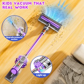 BLAXTEM 4-in-1 Kids Toy Vacuum That Really Works, Toddler Pretend Play Cleaning Set with Real Suction, Toys Working Cleaner Birthday Idea for 3 4 5 6 7+ Year Girl Boy (Purple)