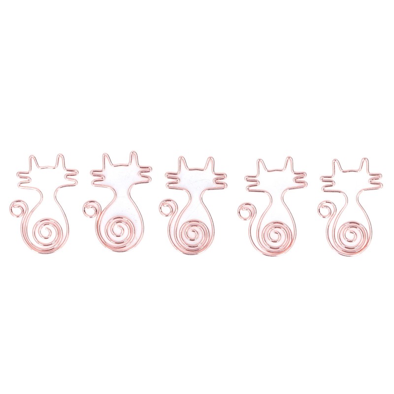 100Pcs Cute Paper Clips Rose Gold Cat Shape Anti Slip