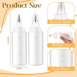 Yiyiring 4 Pcs Plastic Squeeze Bottles for Cookie Icing Bottles 4 oz Cookie Decorating Supplies Squeeze Applicator Bottles Squeeze Writer Bottles for Food Coloring Frosting Pancake Arts