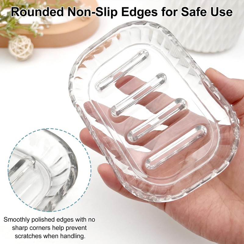 2 Pack Clear Soap Dish Holder for Bar Soap, Bathroom