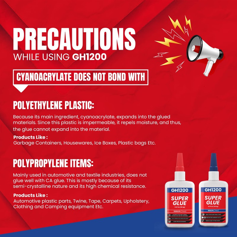 GH1200 57 Grams (2 oz) 100/1500 CPS (Thin/Thick) Super Glue