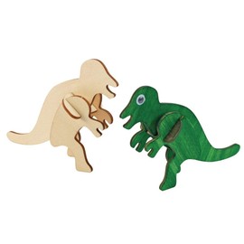 Colorations 3D Wooden Dinosaur Puzzles for Kids, Build & Decorate Your Own Dinosaurs, Craft Kit Comes With Watercolor Paint & Brushes, Kids Craft Set with Paints, Kids Crafts, Great for Unique Designs