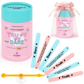 Slumber Party Games for Girls Ages 8-12 10-14 - Fun Sleepover Activities & Board Games for Teens - 60 Truths and Dares Question or Challenge Game - Birthday Gift for Tween Girls (Pink)